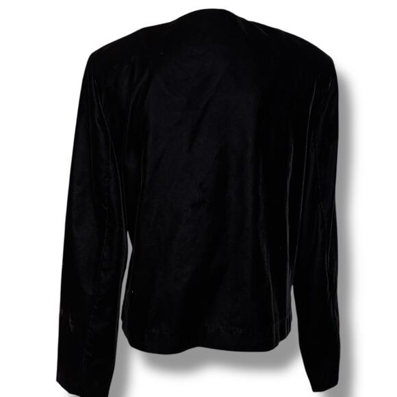 Vintage Norton McNaughton Black Velvet Jacket with Gold Trim and Buttons Size 10 - Picture 3 of 5